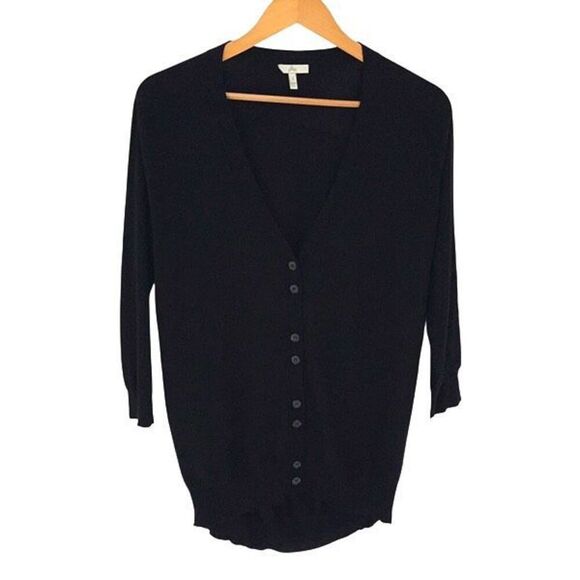 Joie Womens Wool Blend V Neck Cardigan Sweater Black Size Small - Picture 1 of 8